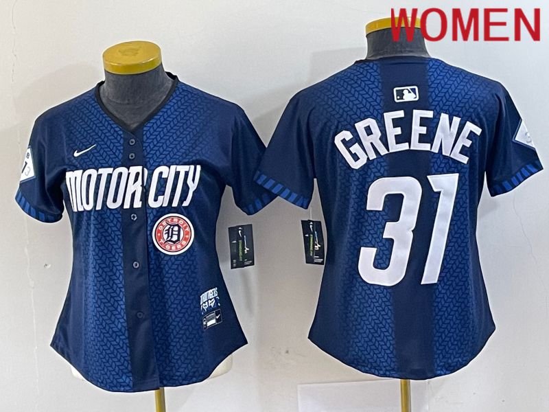 Women Detroit Tigers #31 Greene Blue City Edition Nike 2024 MLB Jersey style 4->women mlb jersey->Women Jersey